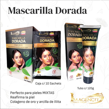 GOLDMASK® Mascarilla Colageno AntiArrugas Dorada